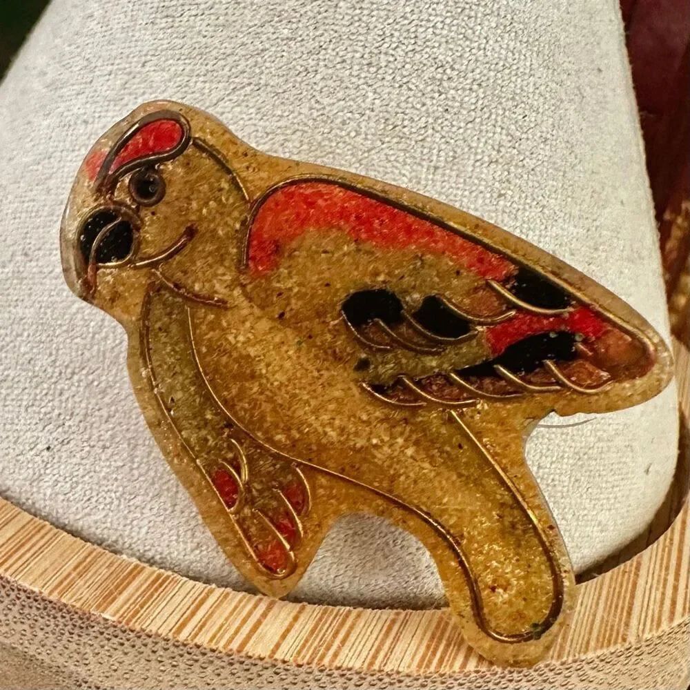 Artisan Resin Lucite Bird Brooch